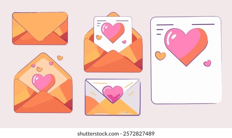 Valentine's day envelops, clipart, valentine's day vector illustration