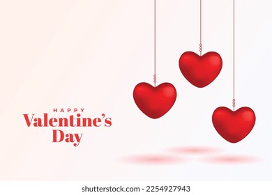 valentine's day event background with 3d hanging hearts vector 