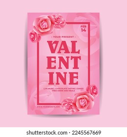 Plantilla de volante de eventos de San Valentín con flor