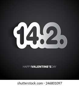  Valentines day, February 14 maded from paper - vector card