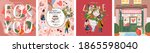 Valentine's Day! February 14. Vector cute illustrations of a man and a woman in love, a bouquet of flowers, a shop, a background with objects and "for you". Drawings for postcard and poster 
