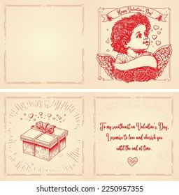 Valentine's day, February 14. Vector illustrations love, heart, valentine, flowers. Card, congratulations. Happy valentines day text.