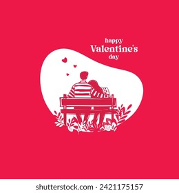Valentine's day, February 14. Vector illustrations of love, couple, heart, valentine, flowers. Drawings for postcard, card, congratulations and poster.