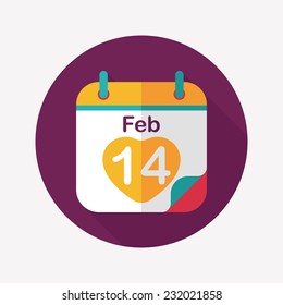 Valentine's Day February fourteen flat icon with long shadow,eps10
