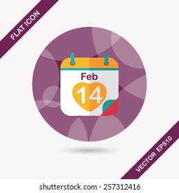 Valentine's Day February fourteen flat icon with long shadow,eps10
