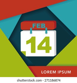 Valentine's Day February fourteen flat icon with long shadow,eps10