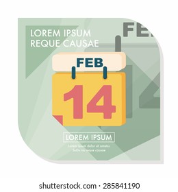 Valentine's Day February fourteen flat icon with long shadow,eps10