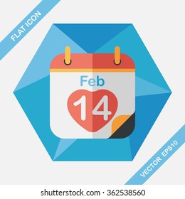 Valentine's Day February fourteen flat icon with long shadow,eps10