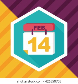 Valentine's Day February fourteen flat icon with long shadow,eps10