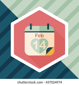 Valentine's Day February fourteen flat icon with long shadow,eps10
