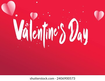 Valentine's day feeling vector heart, Valentine's day background with heart pattern and typography happy valentines day text. Vector illustration. 