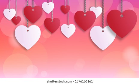 Valentine's day festival, love background and sweet hearts glittering, vector design