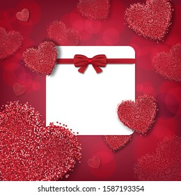 Valentine's day festival, love background and sweet hearts glittering, vector design