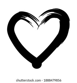 Valentine's day festive decoration. Love symbol, hand-drawn heart shape with torn edges. Vector illustration in black for wedding, party, holiday, decor, web, print