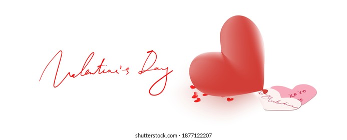 Valentine's day. Festive decorative elements, heart shaped balloon. Vector