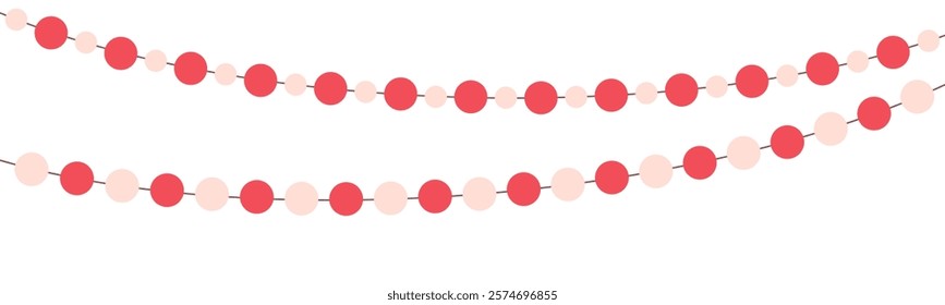 Valentine's day festive garland of pink colour circles on white background. Template for your design valentines day, poster and wedding concept.