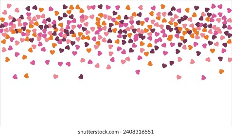 Valentine's Day. Festive heart banner design. Bright confetti hearts. Vector illustration.