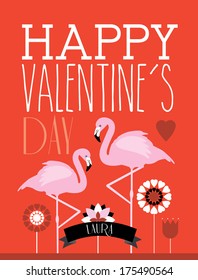 valentine's day flamingo template vector/illustration