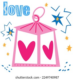 Valentinstag. Taschenlampe mit Herz