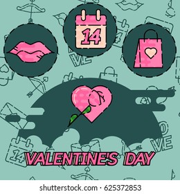 Valentines Day flat concept icons