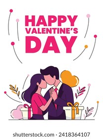 Valentine's day flat design vector illustration, suitable for feed design and web design