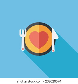 Valentine's Day flat icon with long shadow,eps10