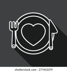Valentine's Day flat icon with long shadow, line icon