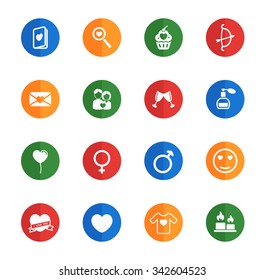 Valentines day flat icons for media