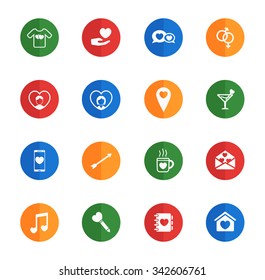Valentines day flat icons for media
