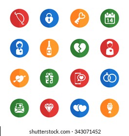 Valentines day flat icons for media