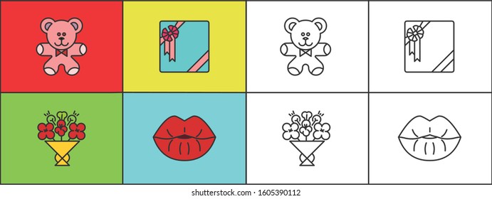 Valentine's day flat icons set. You can use for web design, print, social media etc.