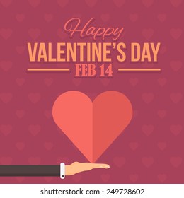 Valentine's Day Flat Vector Design. Announcement and Greeting Message