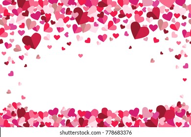 Valentines Day Floating Hearts Top Bottom Repeating Vector Background 1