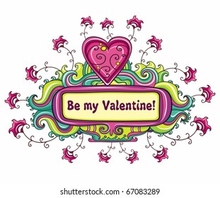 Valentine's day floral, decorative framework with space for your text