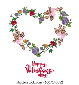 Valentine's day floral frame - vector illustration