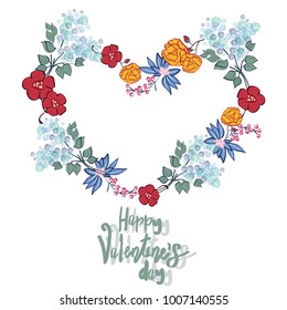 Valentine's day floral frame - vector illustration