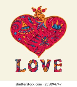 Valentines Day Floral Love Heart Vector illustration