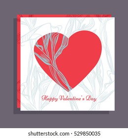 Valentine's Day floral romantic greeting card with sophisticated flowers