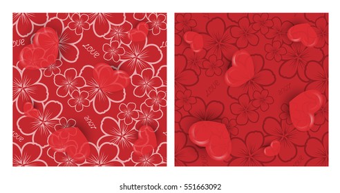 Valentine's day floral vector seamless.  Design element for wallpapers, web site backgrounds, wedding invitation, birthday or Valentines Day card, fabric print. Eps10