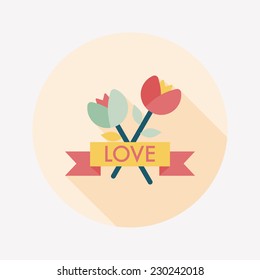 Valentine's Day flower flat icon with long shadow,eps10