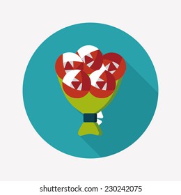 Valentine's Day flower flat icon with long shadow,eps10
