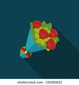 Valentine's Day flower flat icon with long shadow,eps10
