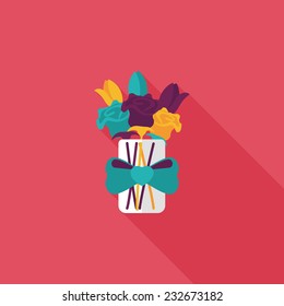 Valentine's Day flower flat icon with long shadow,eps10