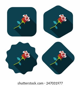 Valentine's Day flower flat icon with long shadow,eps10