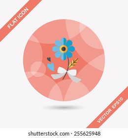 Valentine's Day flower flat icon with long shadow,eps10