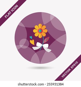 Valentine's Day flower flat icon with long shadow,eps10