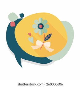 Valentine's Day flower flat icon with long shadow,eps10