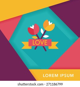 Valentine's Day flower flat icon with long shadow,eps10