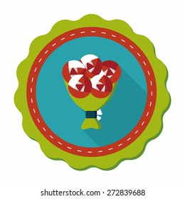 Valentine's Day flower flat icon with long shadow,eps10