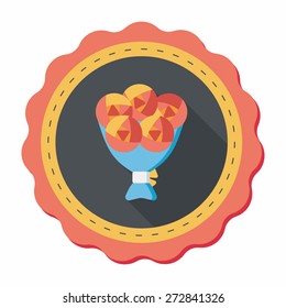 Valentine's Day flower flat icon with long shadow,eps10